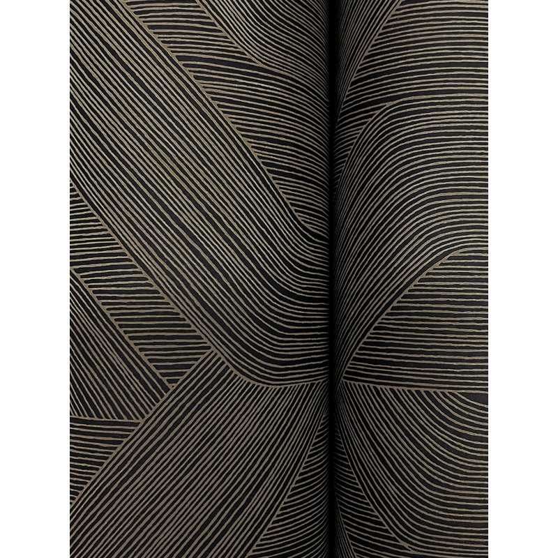 Papier peint géométrique Fine Line, Noir