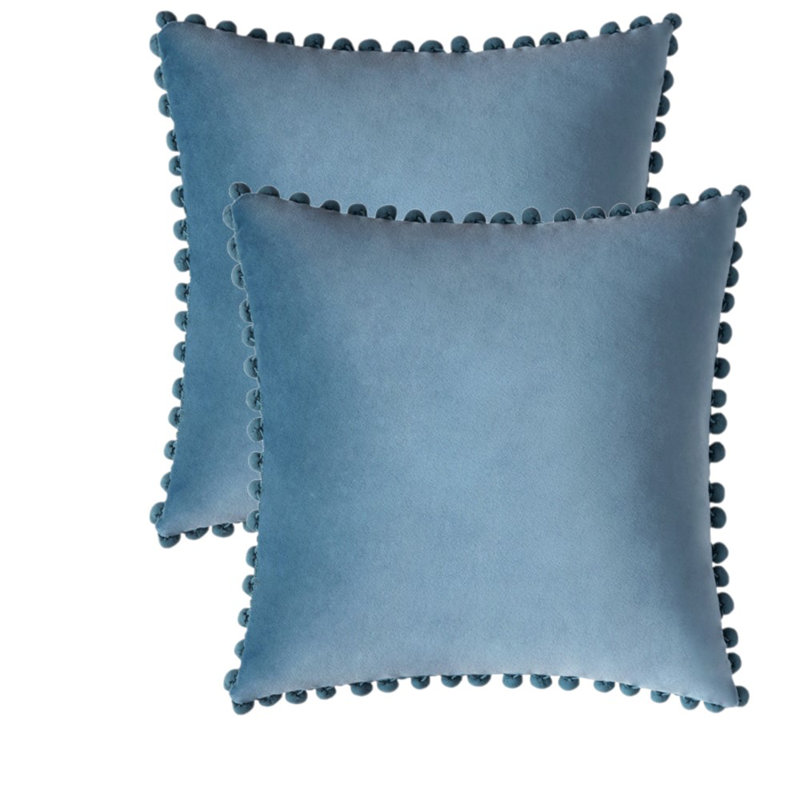 Housse de coussin en velours, Carré 18 po, Bleu eau, Housse de coussin seulement - sans coussin