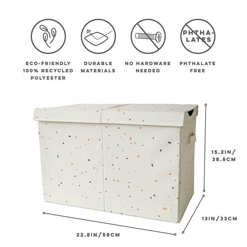 Cream Terrazzo Recycled Fabric Folding Storage Chest with Lid