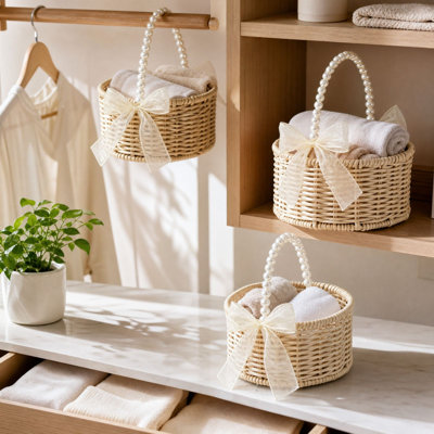 Sac à lunch en polyester, panier de rangement mural tissé, organisateur suspendu multifonctionnel pour la cuisine, la salle de bain, le salon, le rangement intérieur et la décoration des articles ménagers
