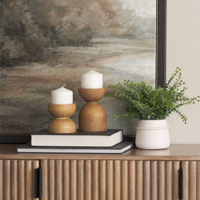 10.43'' H Solid Wood Tabletop Pillar