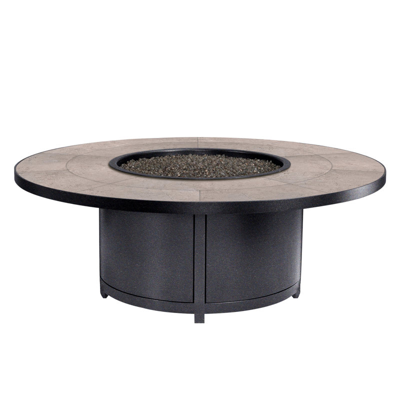 Elba Aluminum Outdoor Fire Pit Table, 19" H x 54" W x 54" D, Graphite, Summit Gray