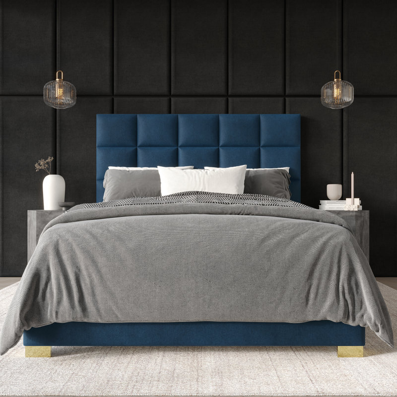 Lit tapissier standard Bentall, Grand, Bleu marine