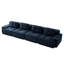 Canapé modulaire 153 po en velours côtelé 153 po, bleu, assise profonde, passepoil perlé, sans assemblage, base moderne bleu