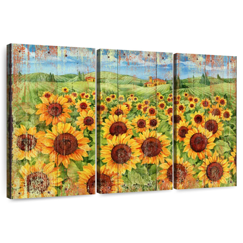 Alvord Sunflower Field Distressed, 24" H x 38" W