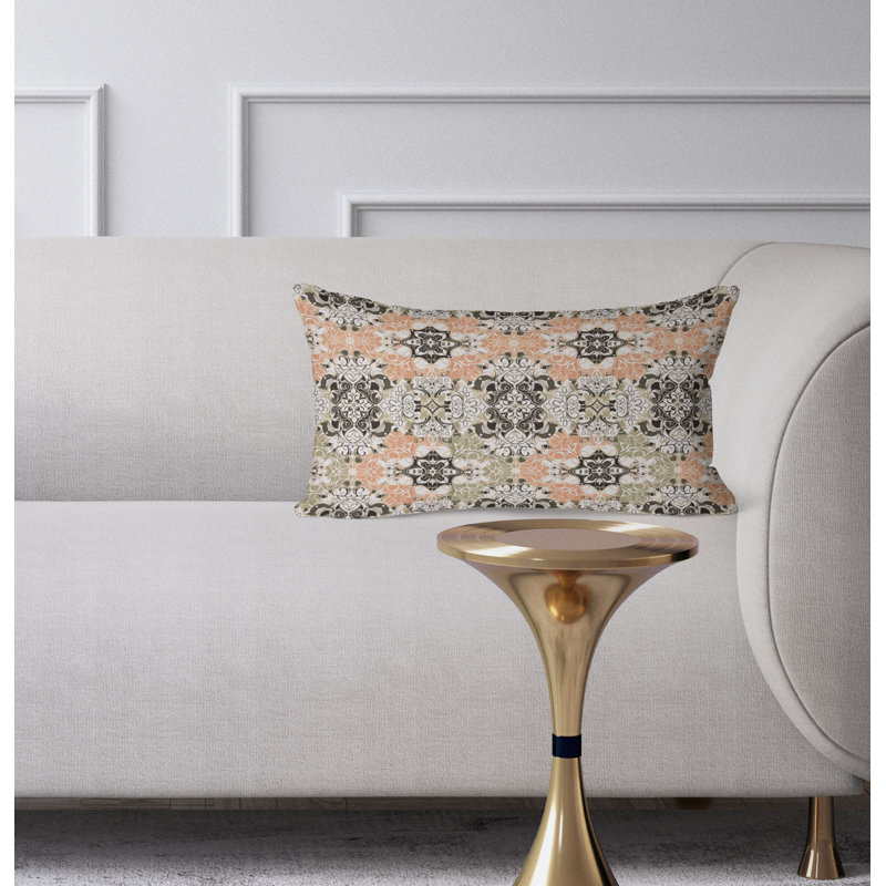 Vibrant Botanicals  Rectangular Throw Pillow, Green/Orange