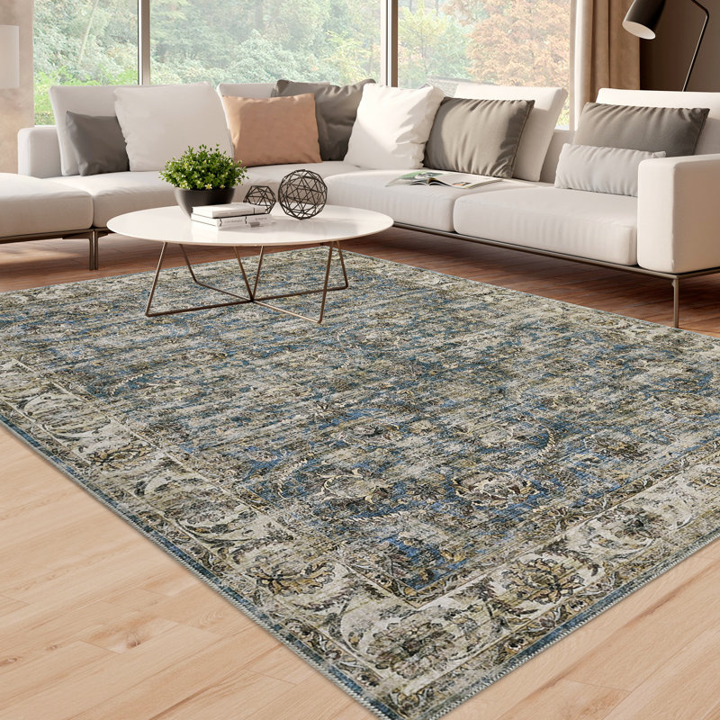 Washable Floral Rug, Rectangle 8' x 10'