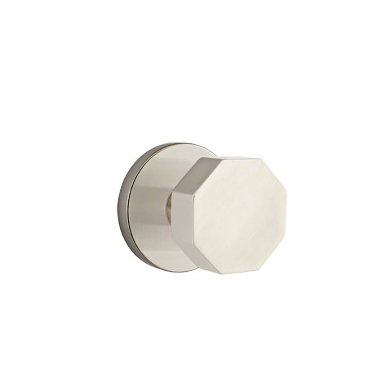 Privacy Octagon Knob with Disk Rose, Satin Nickel