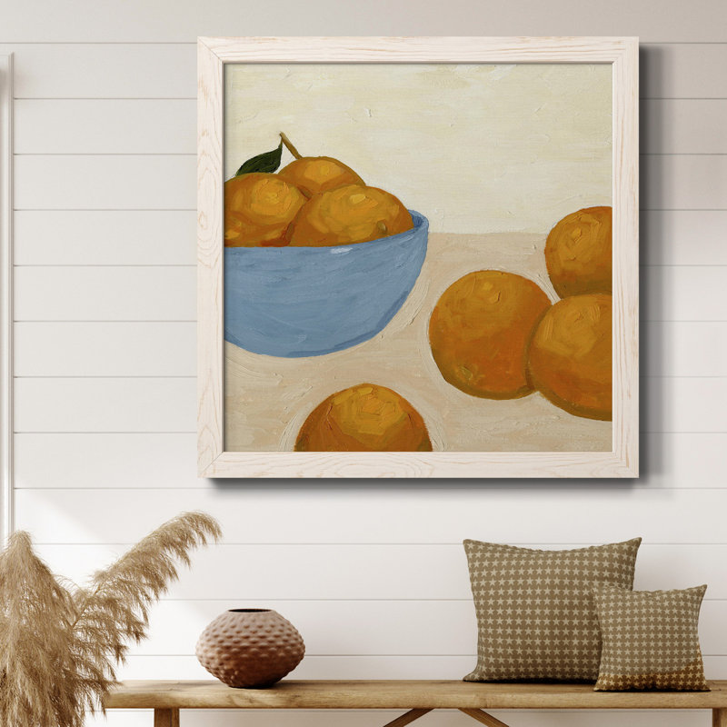 Mandarins I - art mural encadré sur toile, H 17 po x l 17 po x P 1,5 po, Blanc