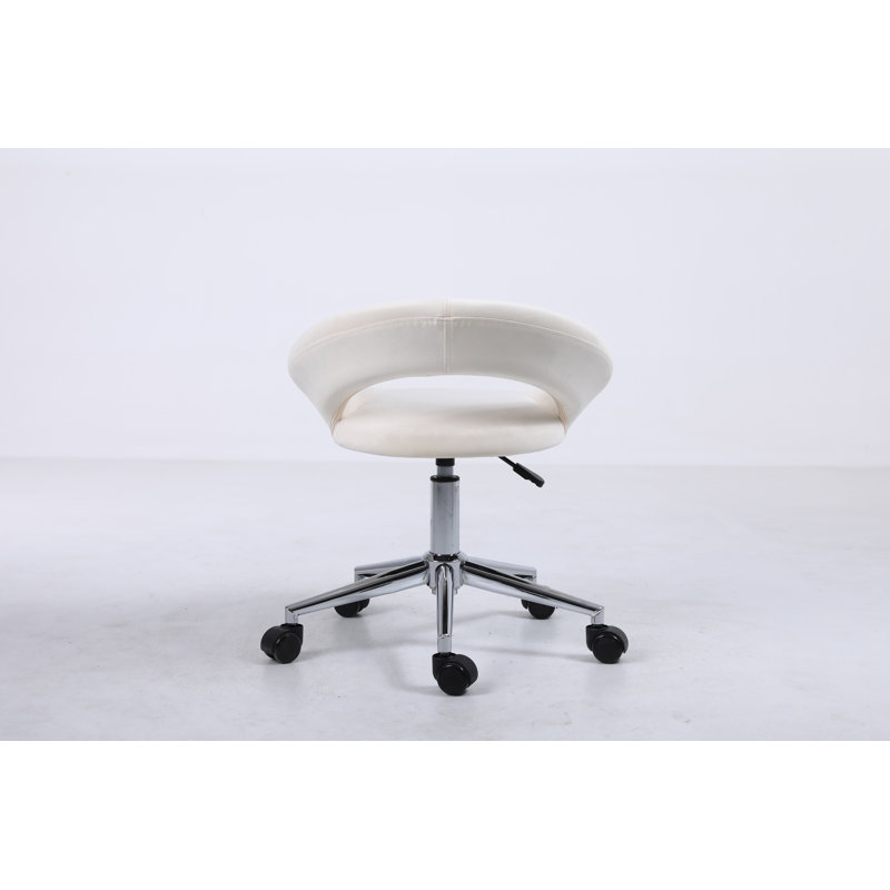 Everly Quinn Velvet Task Chair, Cream