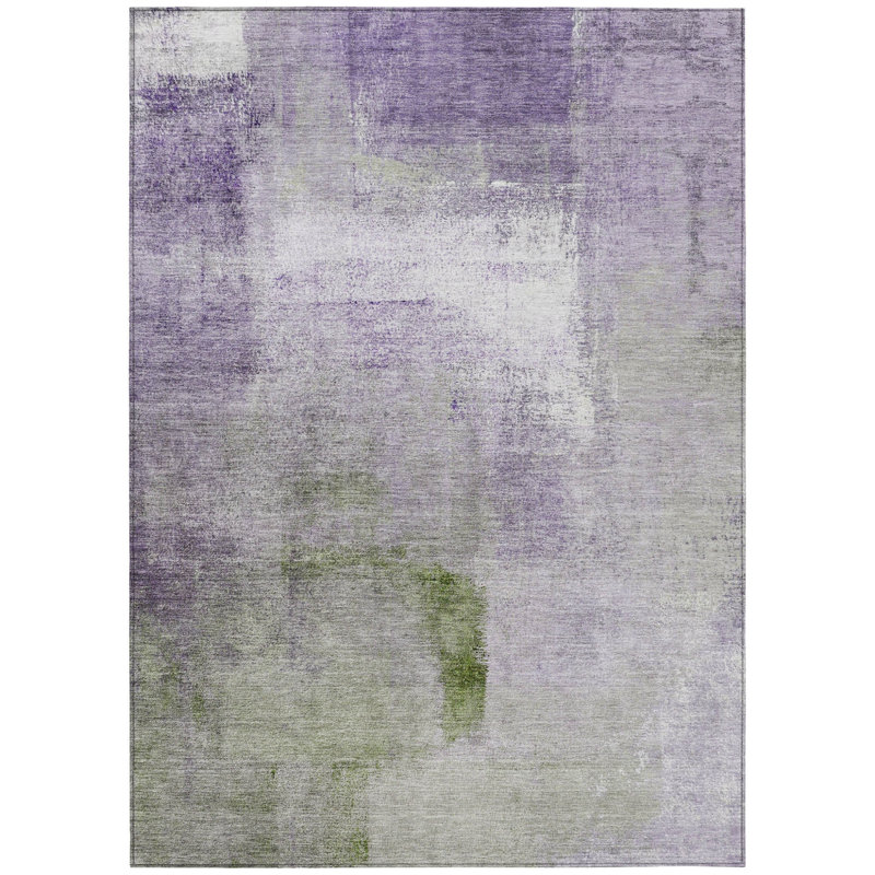 Tapis intérieur lavable abstrait vert 10 pi x 14 pi