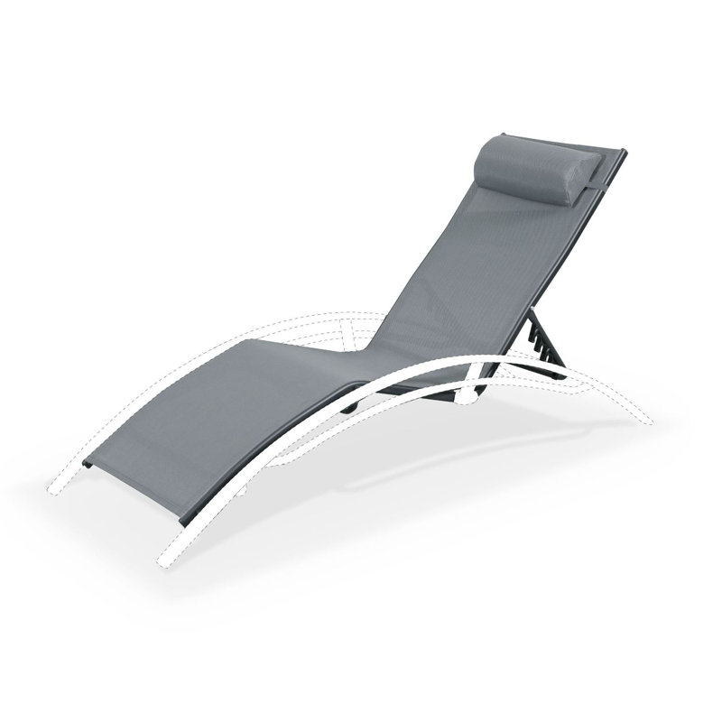 Adeena 167cm Long Single Sun Lounger with Cushions, Anthracite