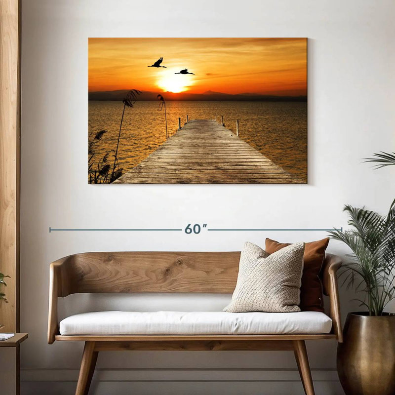 Coucher de soleil sur le quai d'Alvord Beach, H 30 po x l 45 po
