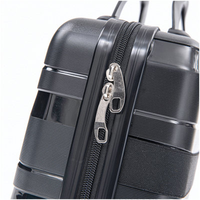 14 "/ 20" / 24 "/ 28" 4 pièces / ensemble dans un bagage à roulettes en PP, une valise de transport, une tringle en fer, une serrure à mot de passe à combinaison, un étui à cosmétiques de 14 po (noir)
