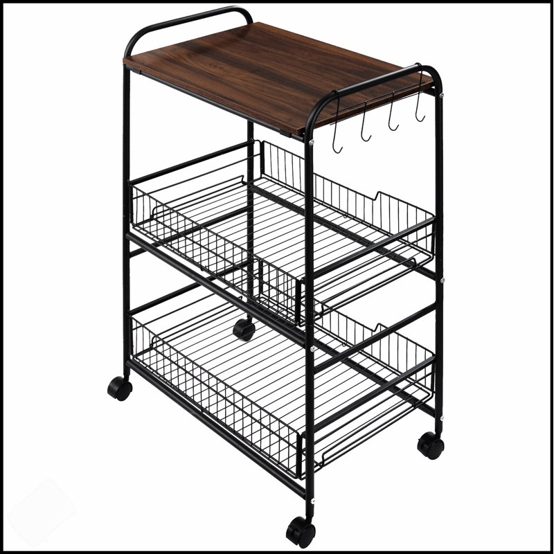 3 Tier Rolling Kitchen Cart With Storage, Ideal For Organizing And Maximizing Space In Any Home
