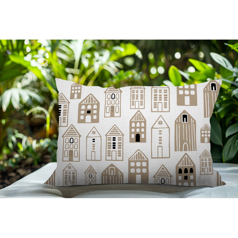 Oreiller rectangulaire réversible intérieur / extérieur Kirk Skandi Street, Beige, Rectangle H 14 po x l 20 po