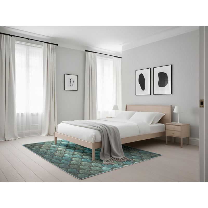 Tapis de zone brun clair à motif, Rectangle 5 pi x 7 pi