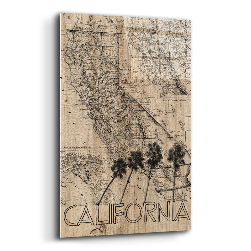 Williston Forge «California State Map II» par Irena Orlov, art mural en verre acrylique, H 16 po x l 12 po x P 0,13 po