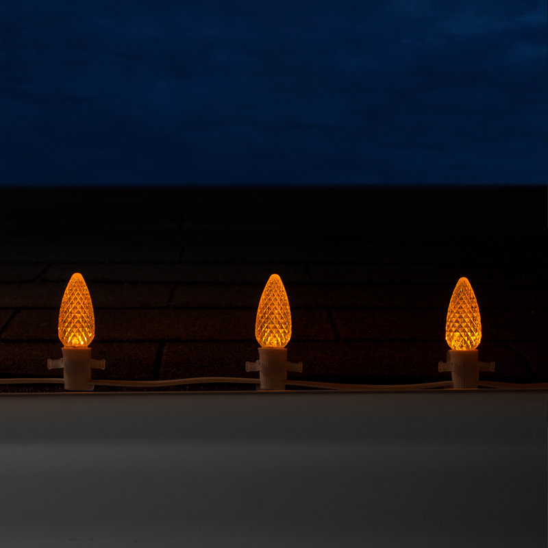 25 Light OptiCore LED White Wire Shatterproof String Lights, Amber