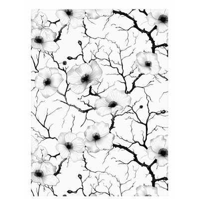 «Botanical Black & White Floral Dream I», reproduction d'art moderne sans cadre