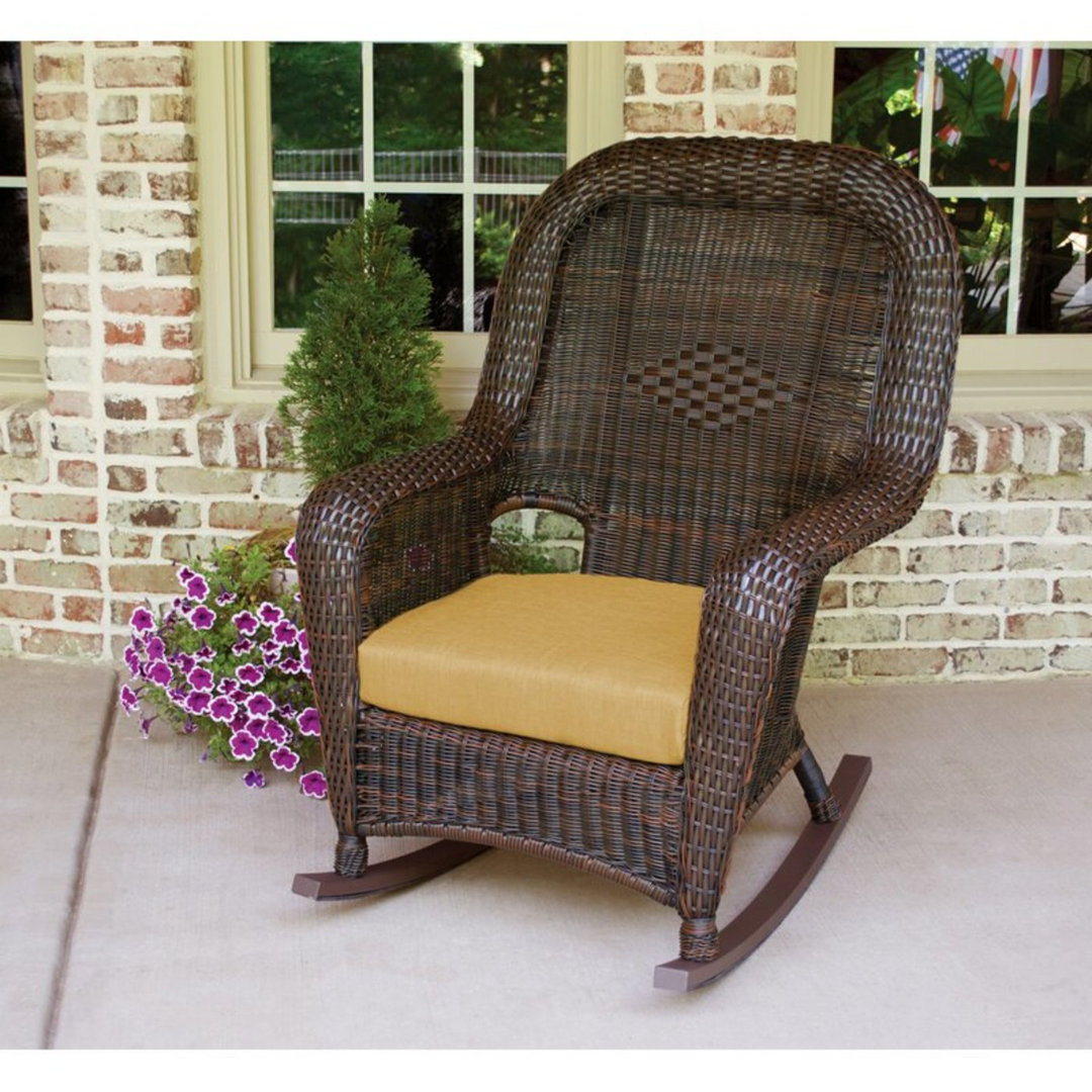 Sea Pines Outdoor Rocking Wicker/Rattan Chair with Cushions Tortuga Outdoor