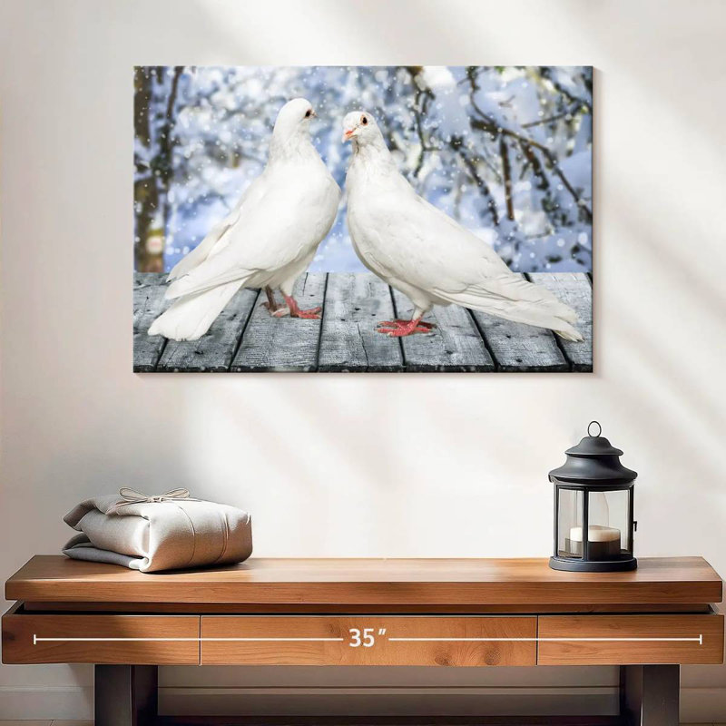 Brampt White Winter Doves, 30" H x 45" W