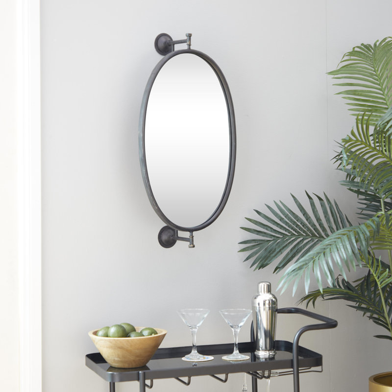 Miroir mural pivotant en métal noir 15 po x 7 po x 29 po, Noir