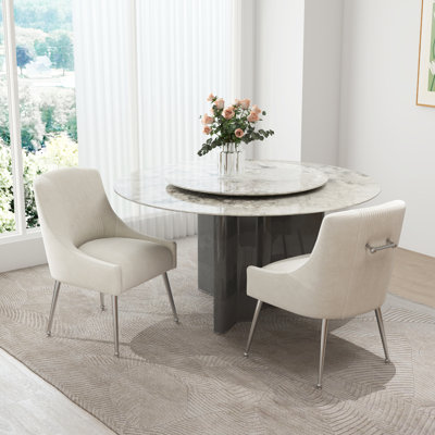 Farr Velvet Upholstered Side Chair With Silver Legs