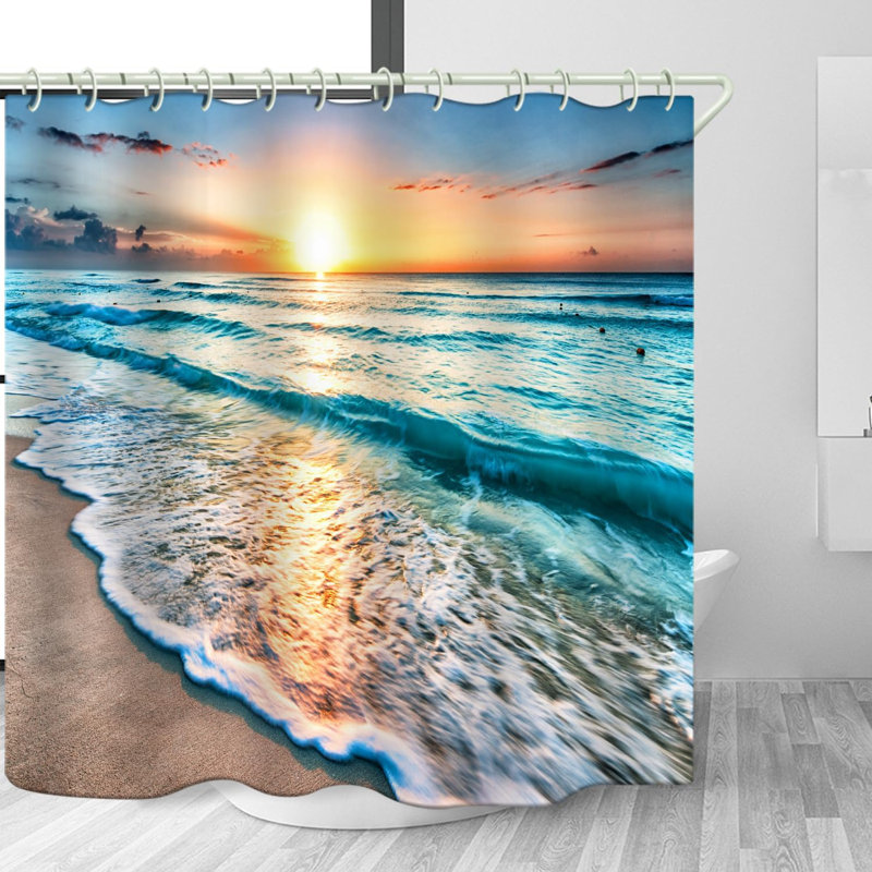 Rideau de douche Sunset Beach - tissu imperméable 72 x 72 po