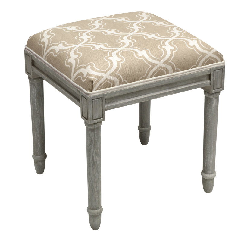 Tabouret de coiffeuse en treillis Pangle, Taupe clair, Gris rustique