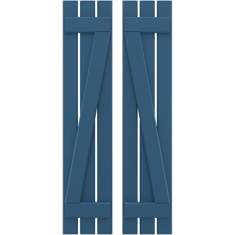 Volets de planche-n-lattes avec barre en Z (par paire) Americraft (2 lattes), Bleu séjour, 11 1/2", 65"