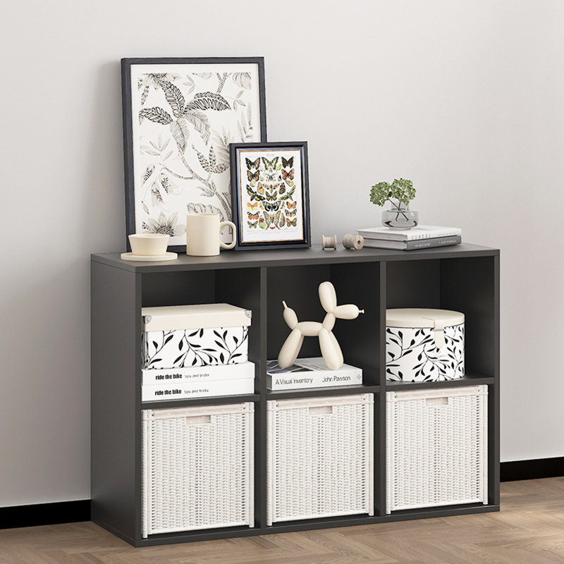 6-cube Storage Organizer, Bookcase With Thickened Back Panel, Open Shelf Storage Cabinet, Vertical Or Horizontal, Black