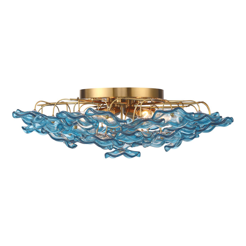 Seguis 22.5'' Aged Brass Semi Flush Mount, Bleu