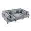 Canapé modulaire contemporain en velours côtelé gris 6 pièces, 3 fauteuils sans accoudoirs, 2 sièges d'angle, 1, pieds en bois massif, rembourrage en mousse, 7 coussins, cadre de salon et de contreplaqué, coussins de siège réversibles,