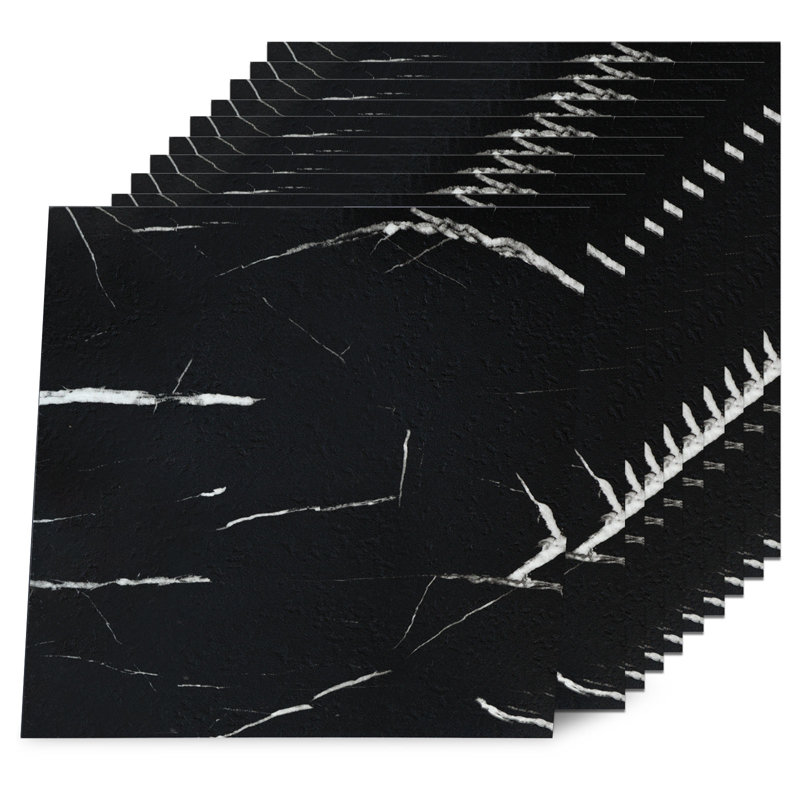 30.48 cm x 30.48 cm Vinyl Floor Tiles, 50 Per Pack, Diamond Black