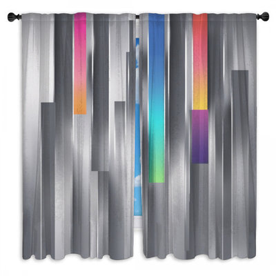 Vertical Gradient Bars Window Curtains Abstract Sheer & Room Darkening - 2 Panels