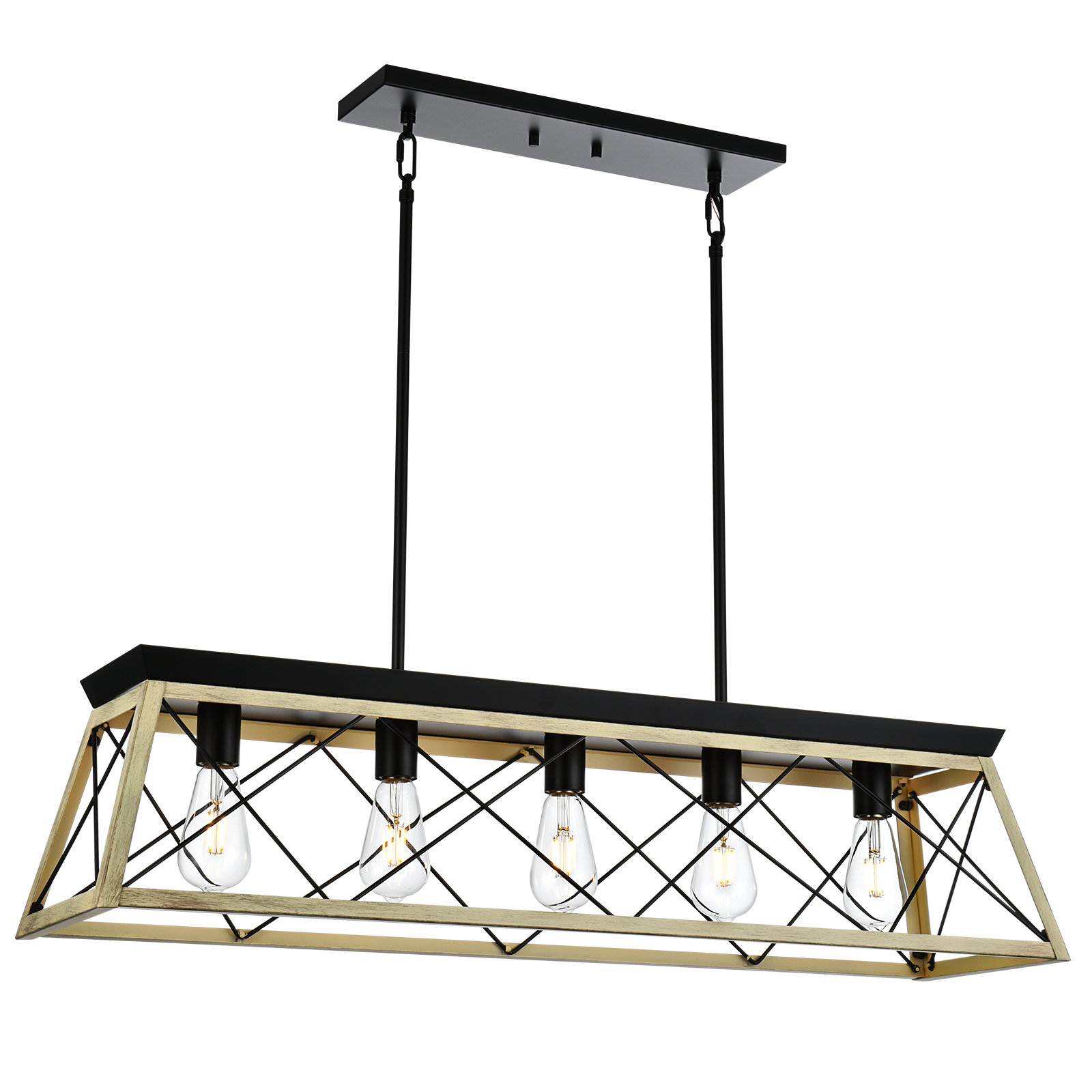 Gracie Oaks Portwin 5 Light Dimmable Kitchen Island Square