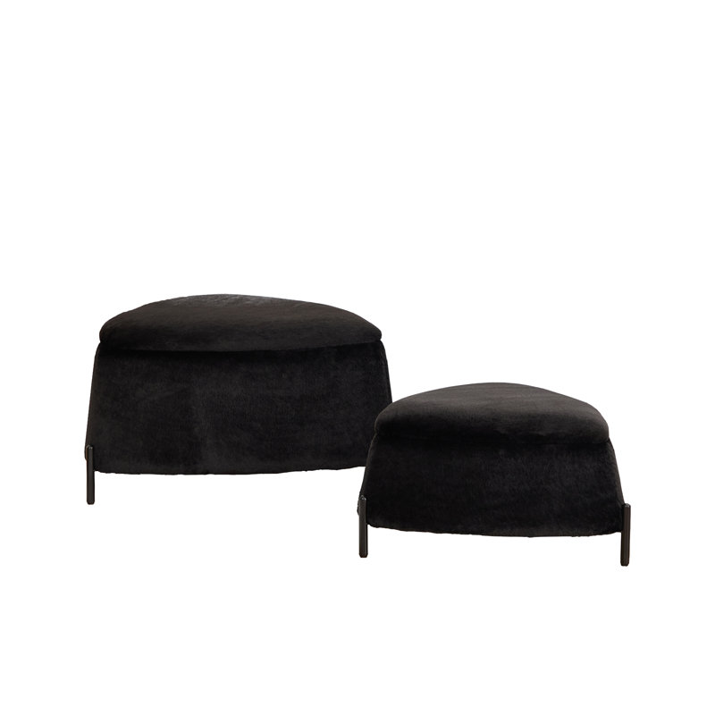 2-Piece Storage Ottoman Set Versatile Footrest, Shoe Bench & Side Table, Black