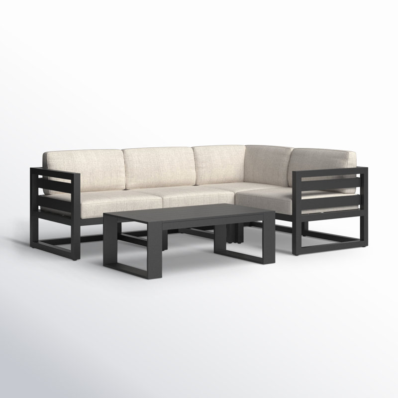 Avion 5 Piece Sectional Set - Black, Cast Silver Sunbrella®, Slate
