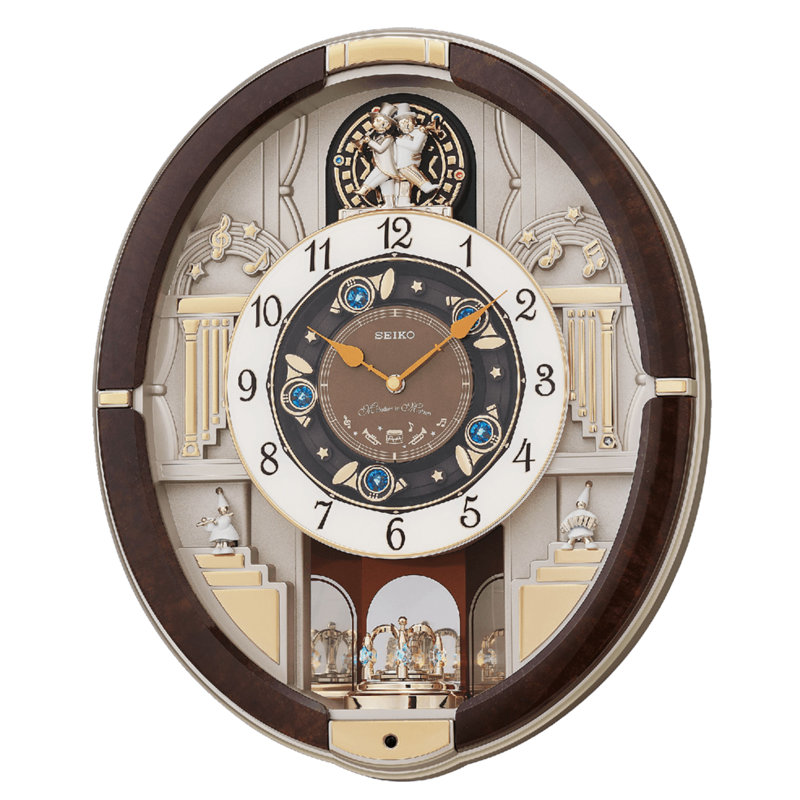 QXM289BRH Melodies In Motion Clock, Brown