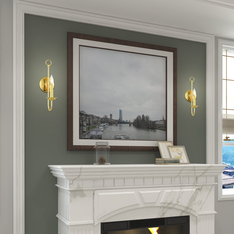 Arunvir Candle Wall Light, Polished Brass