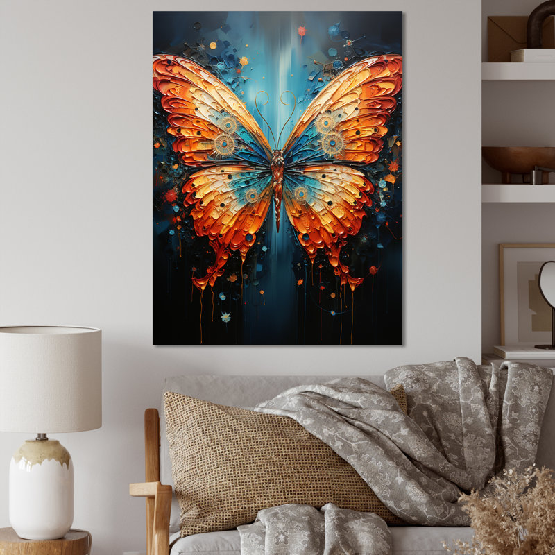 Humaima, surréalisme, le papillon cosmique sur toile, Toile tendue, H 20 po x l 12 po x P 1 po