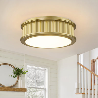 Round Led Flush Mount with Acrylic Pleated Shade