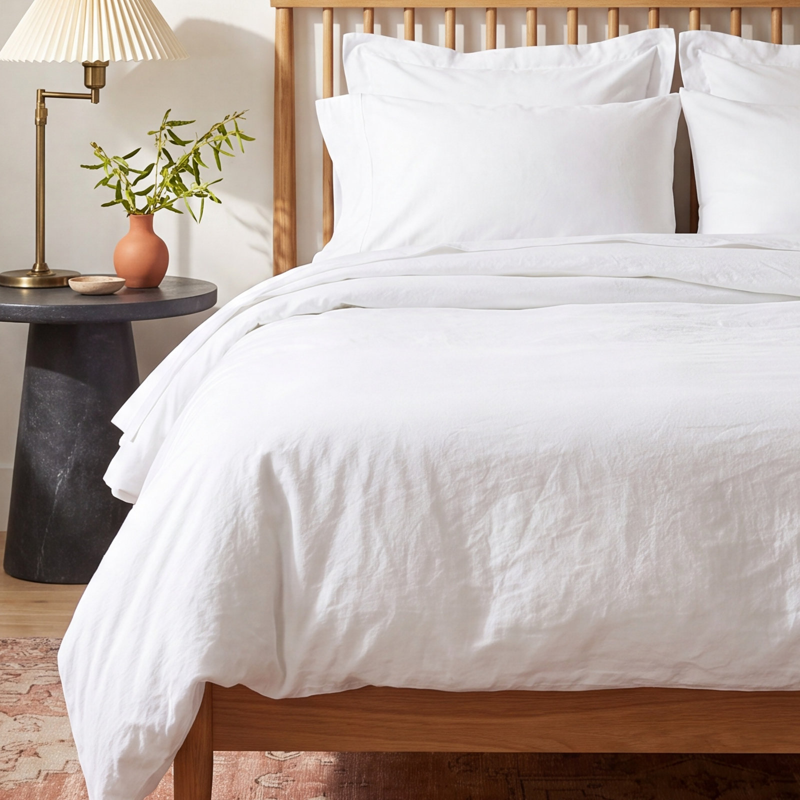 Refined Organic Percale Sheet Set, Alpine White, King Sheet Set with 2 Pillowcases