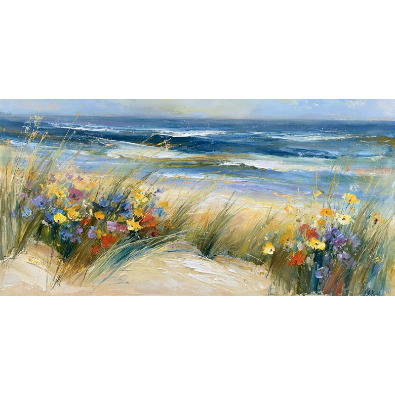 Art floral sur toile tendue, "Floral Surf Vista", H 27,5 po x l 55 po x P 1,5 po