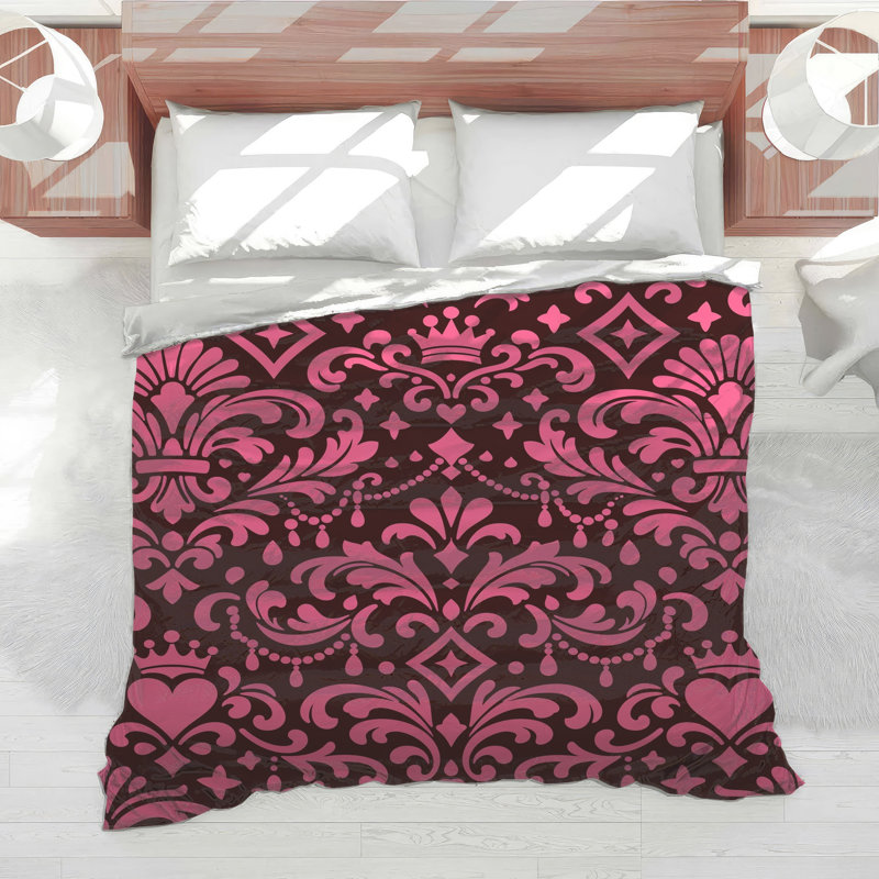 Pink Damask Pattern Comforter, Twin