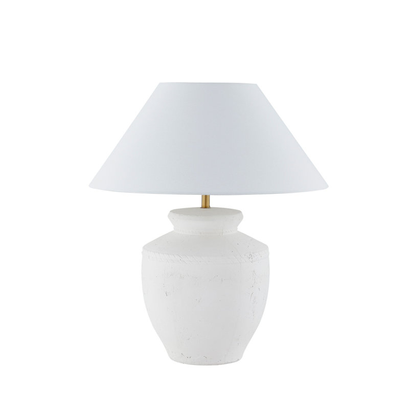 Lampe de table 25,5 "avec abat-jour en lin Ifeyinwa, blanc