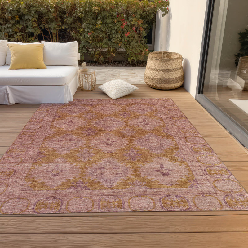 Tapis intérieur / extérieur lavable à la machine Xhevrie, Rectangle 10 pi x 14 pi