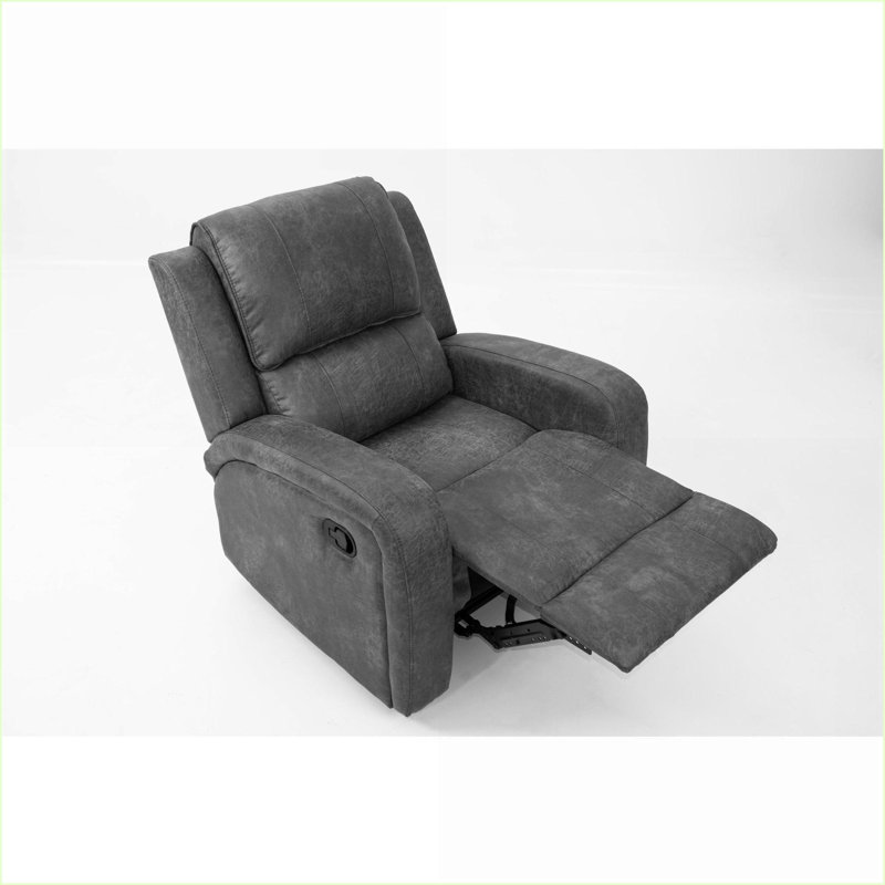 Recliners, Manual Single Recliner with Tufted Back | Charcoal Gray | PU Leather, Gray
