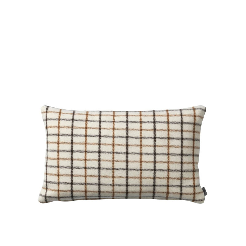 Slotsholmen Wool Pillow Cover & Insert, Brown/Beige Striped, Rectangle 11.81"H x 19.69"W